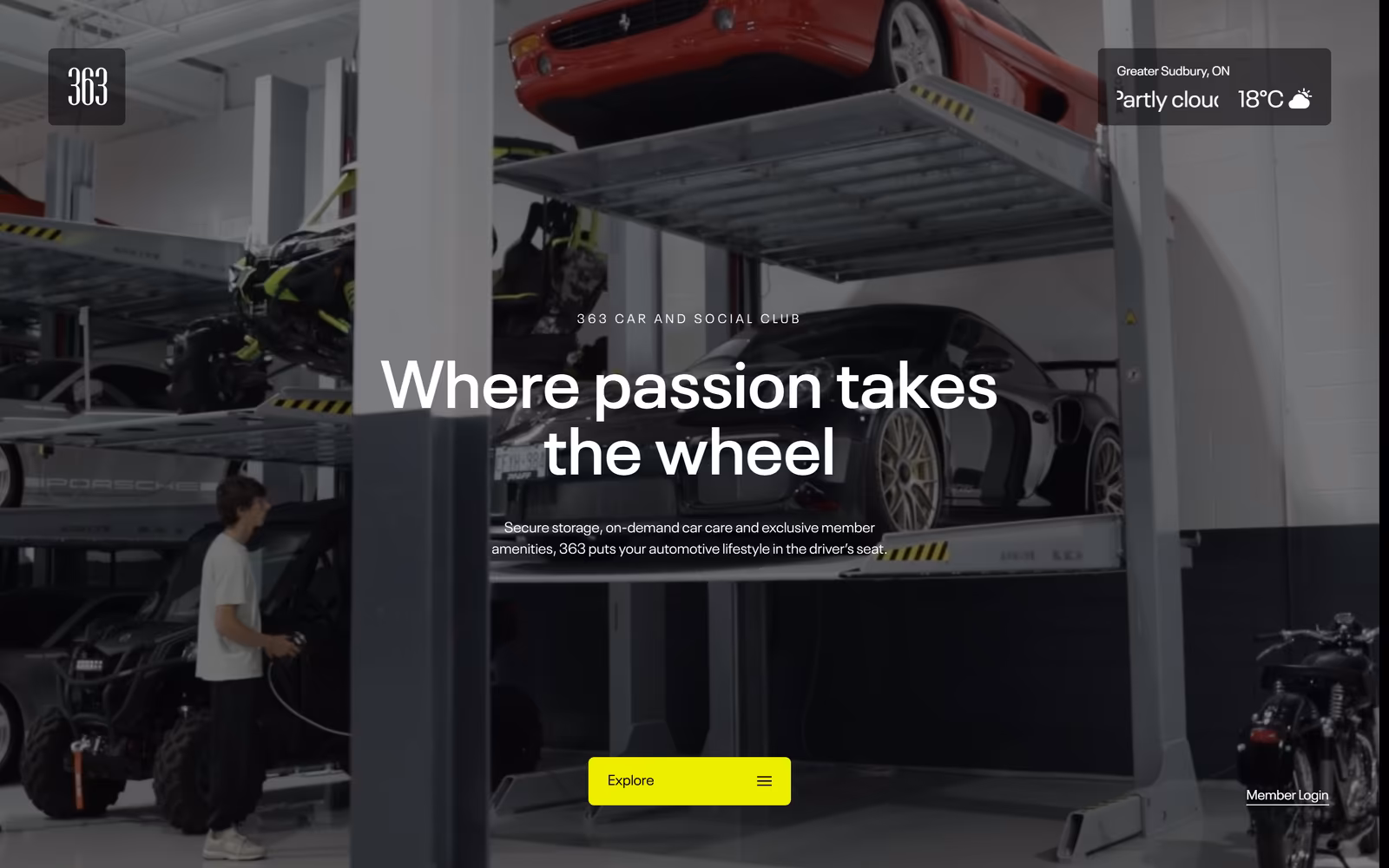 363 Car and Social Club — Dark Mode Other website design