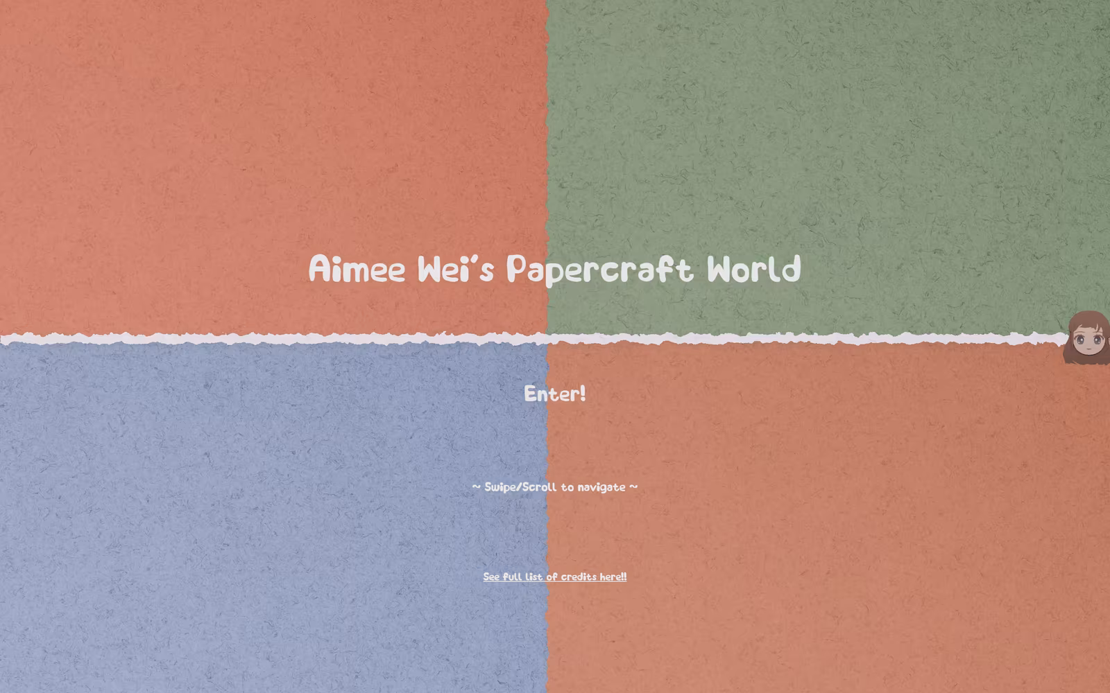 Aimee Wei's Papercraft World — Playful Portfolio website design