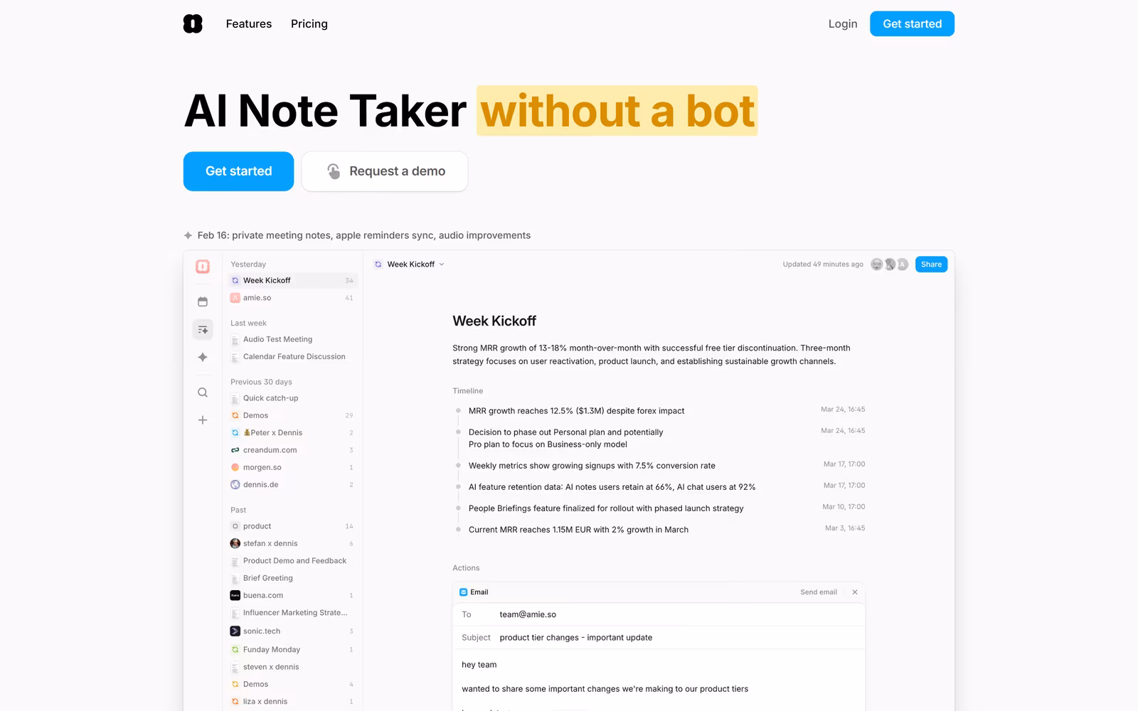 Amie — Minimalist SaaS website design