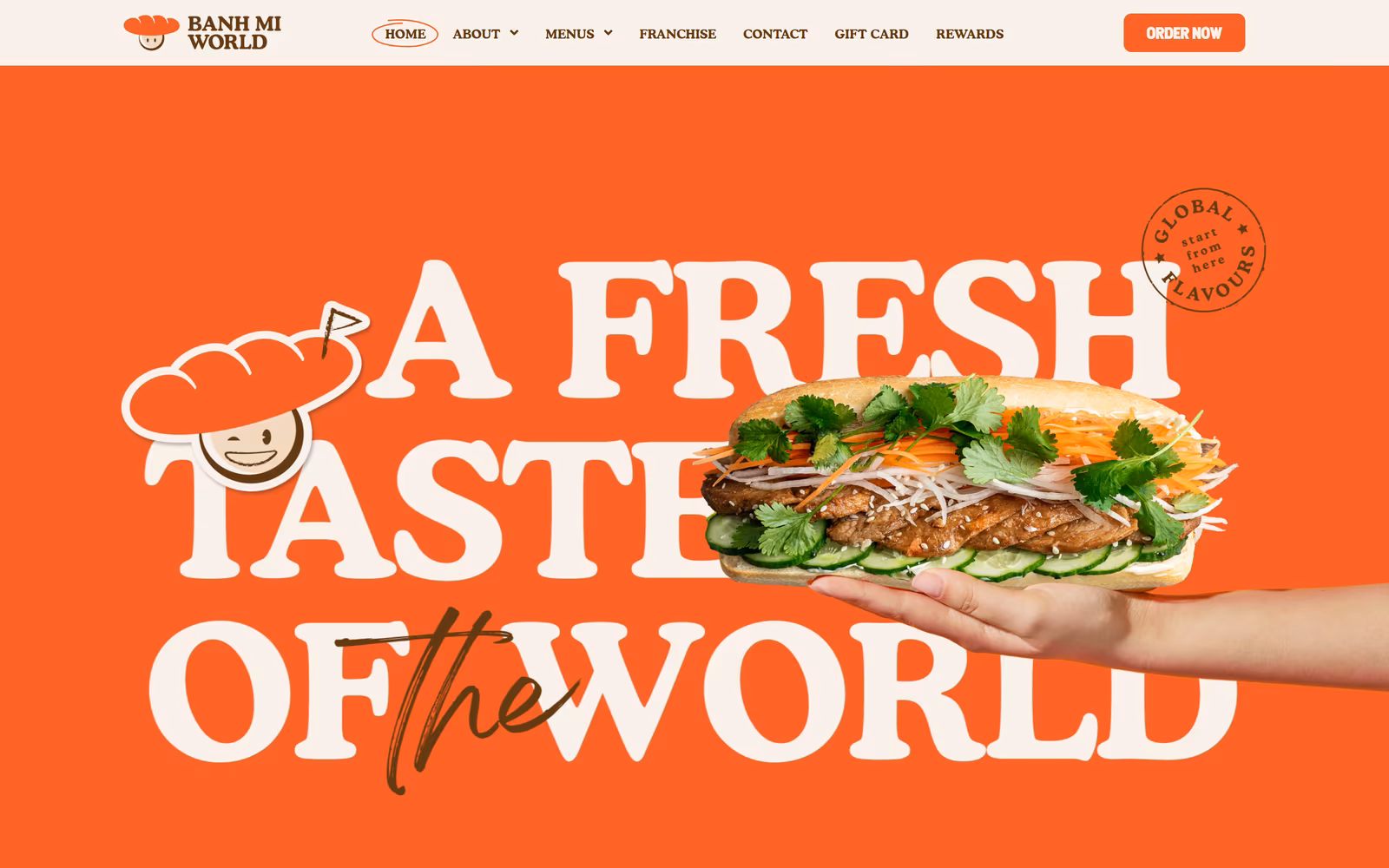 Banh Mi World — Colorful Restaurant website design