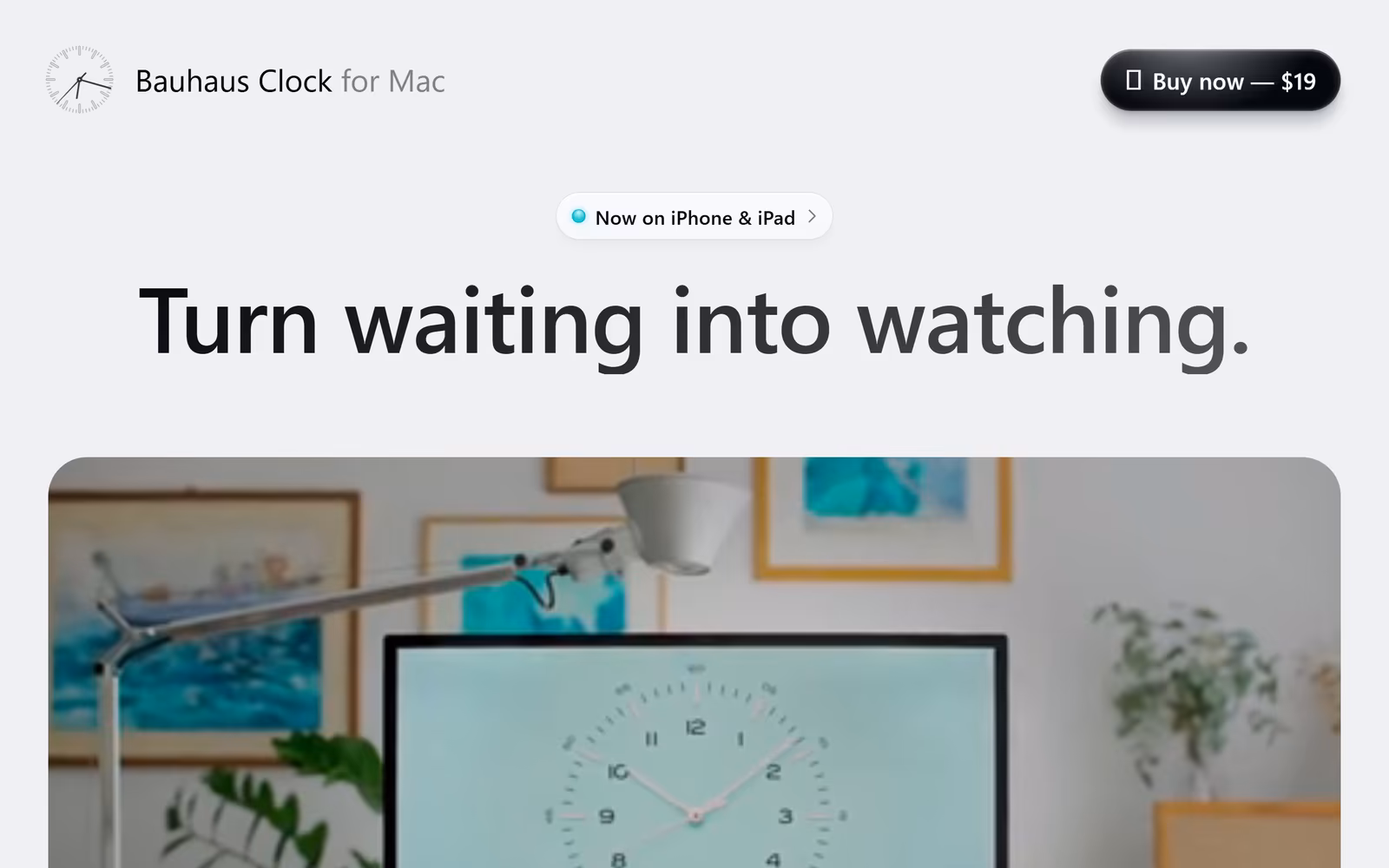 Bauhaus Clock for Mac — Minimalist SaaS website design