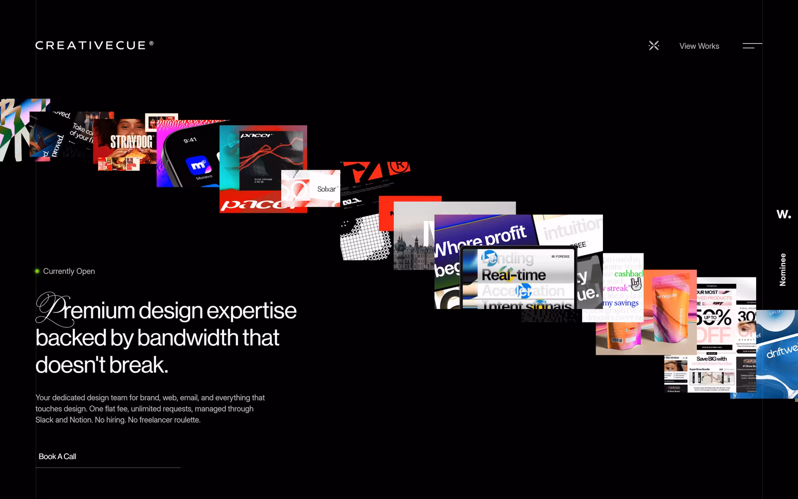 CreativeCue — Dark Mode Agency website design