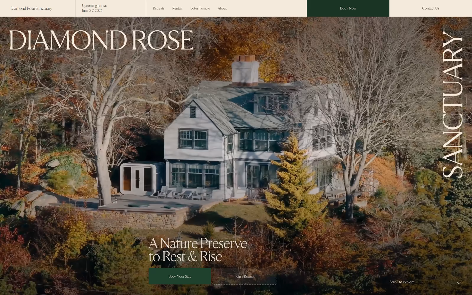 Diamond Rose Sanctuary — Editorial Other website design