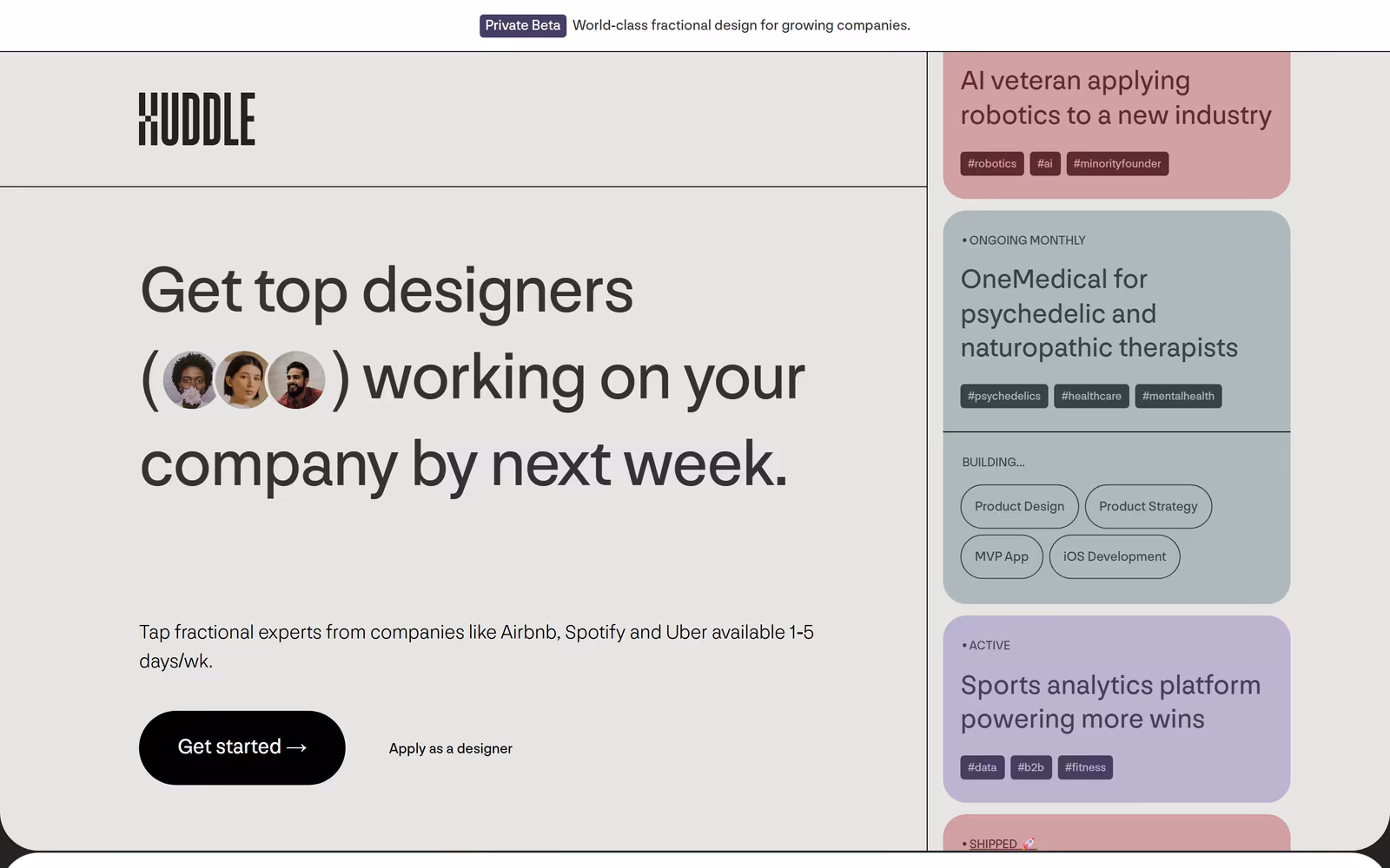 Huddle — Minimalist SaaS website design