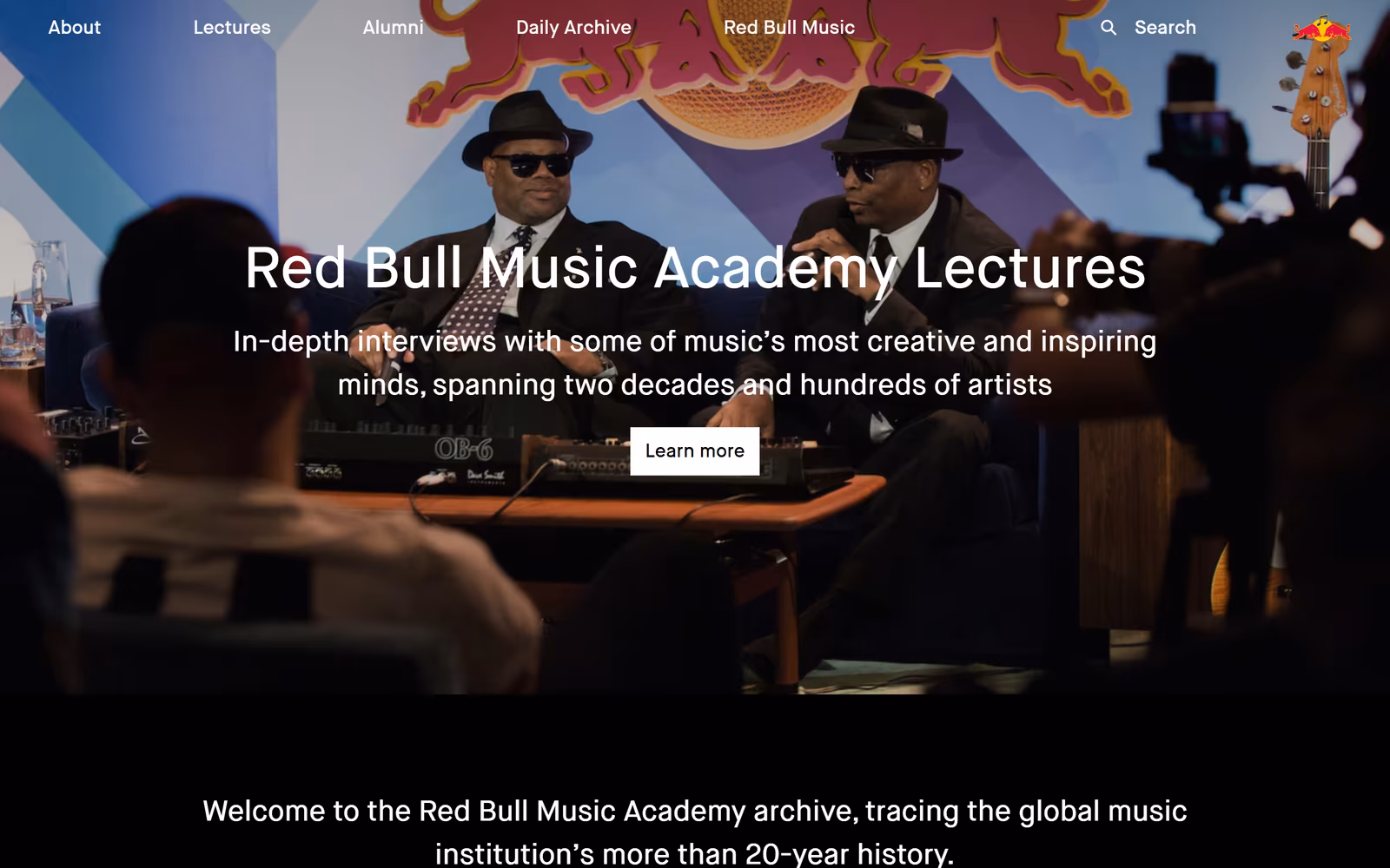 Red Bull Music Academy — Dark Mode Editorial website design
