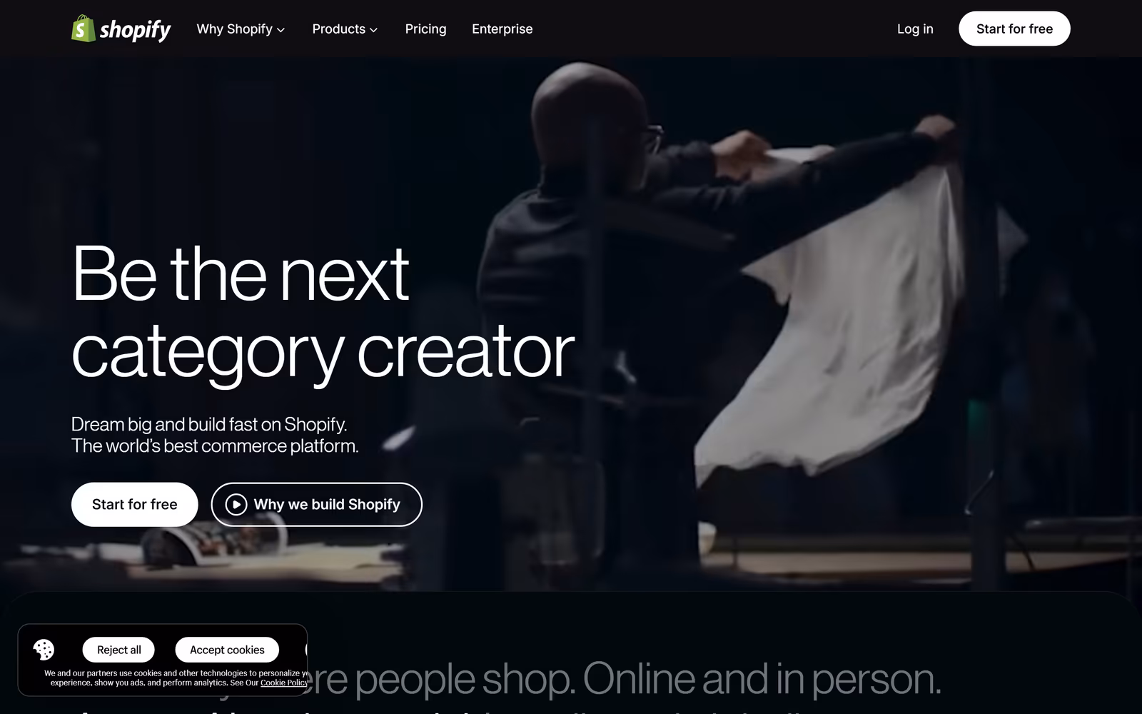 Shopify — Dark Mode SaaS website design