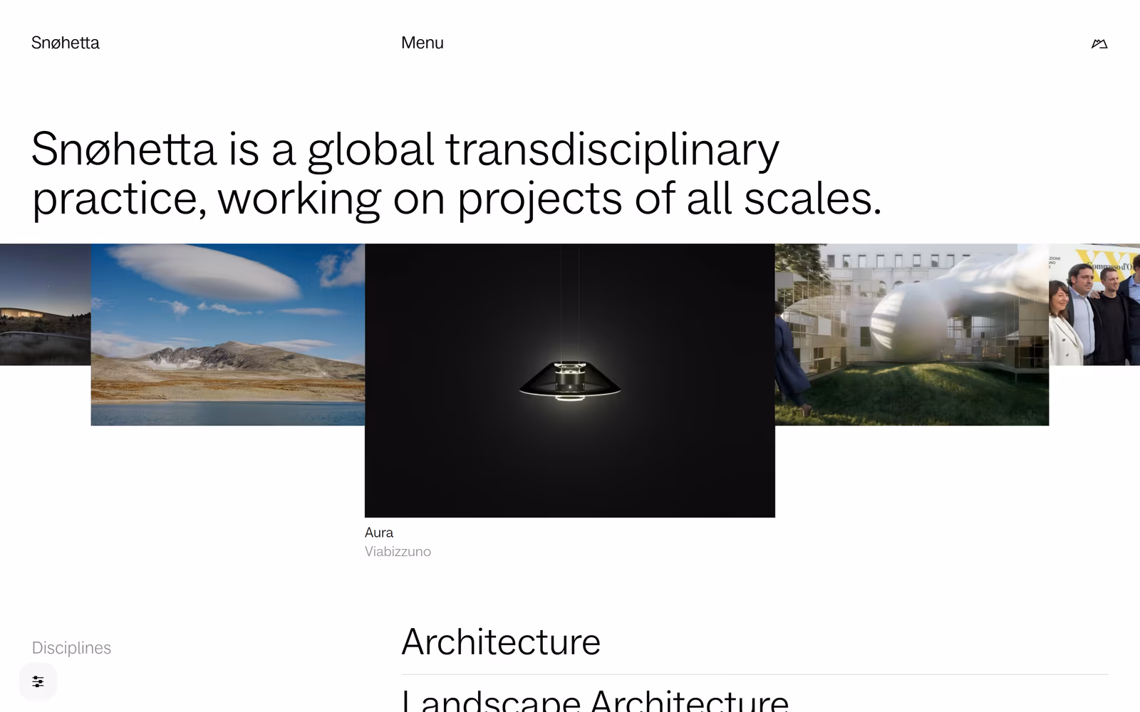 Snøhetta — Minimalist Studio website design