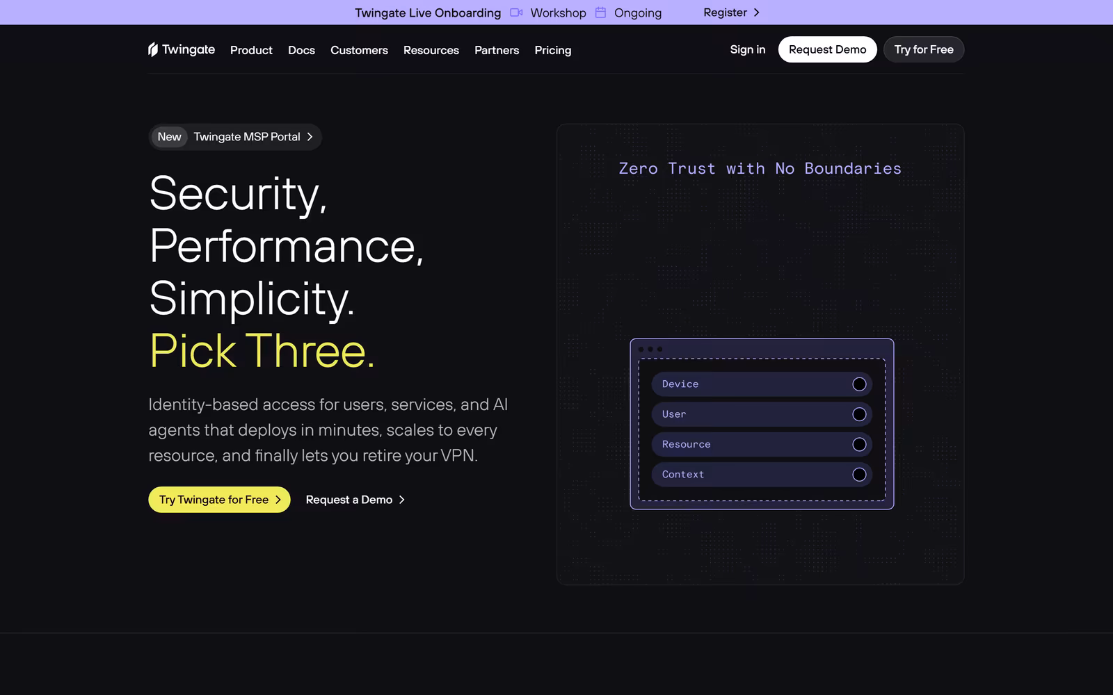 Twingate — Dark Mode SaaS website design