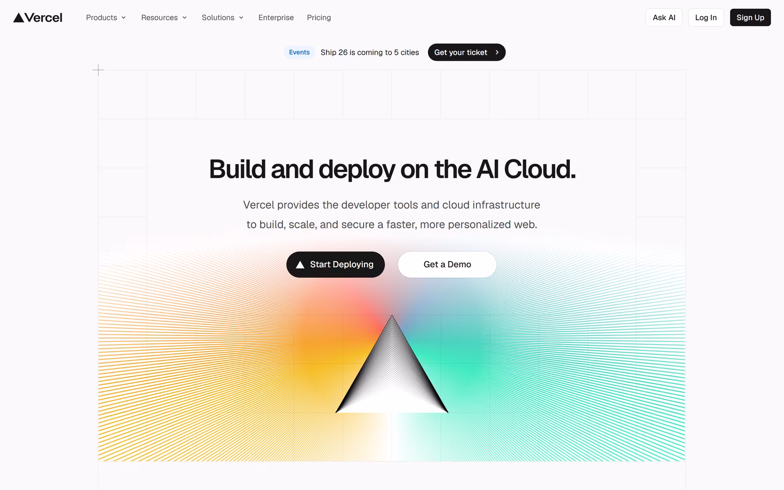 Vercel — Minimalist SaaS website design